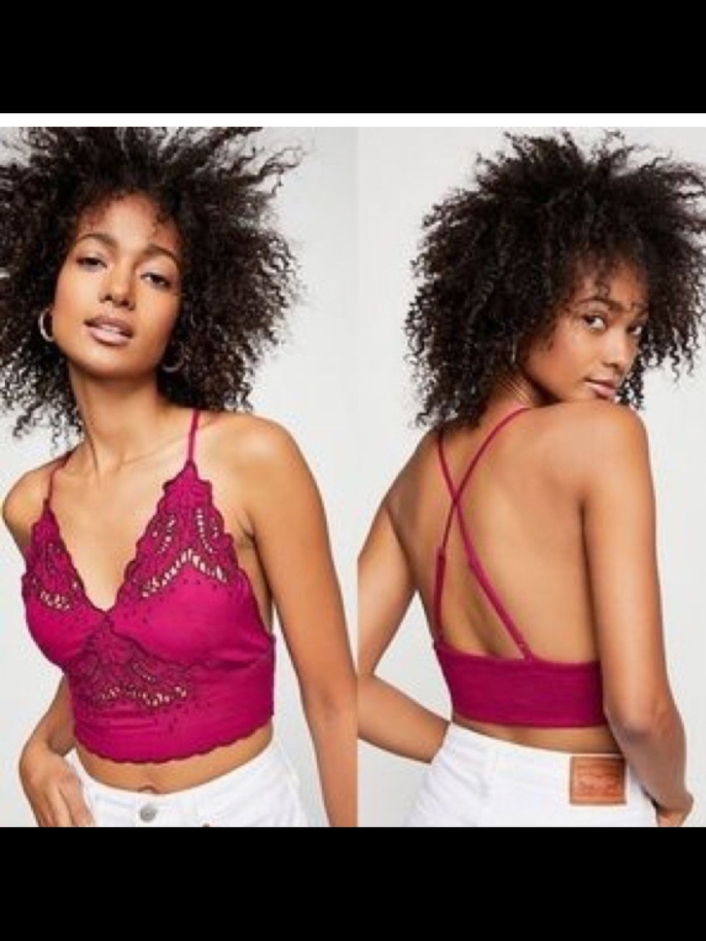 Free People Fuchsia Lace Crop Bralette